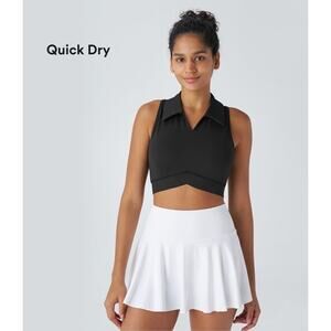 Halara SoftlyZero QuickDry Polo Collar V Neck Racerback Cropped Tennis Tank Top
